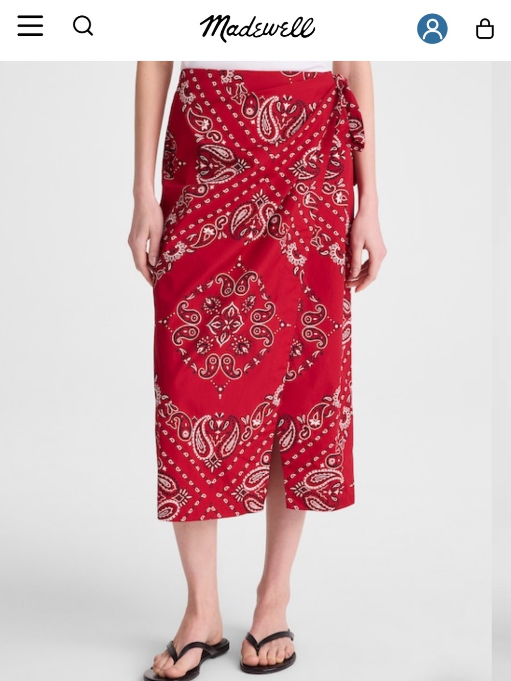 Midi Wrap Skirt in Poplin in Chili Pepper/bandana print from Madewell